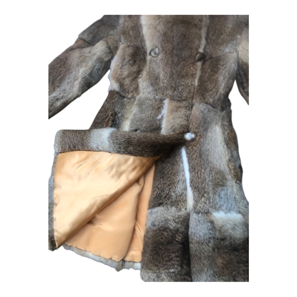 Vintage 1970’s Genuine Rabbit Fur Hooded Coat Small - Picture 3 of 6